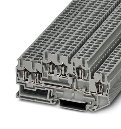 STTB 2,5-TWIN DINRAIL TERMINAL BLOCK, 6WAY, 12AWG, GRY PHOENIX CONTACT