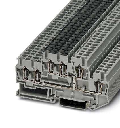 STTB 2,5-TWIN-PV DINRAIL TERMINAL BLOCK, 6WAY, 12AWG, GRY PHOENIX CONTACT