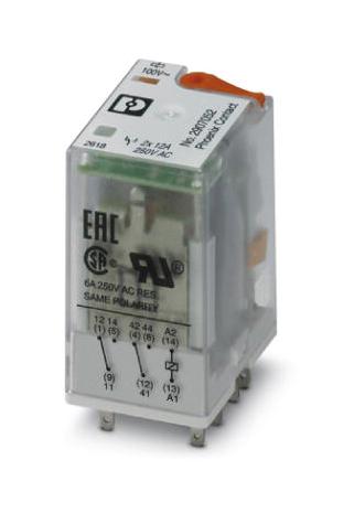 REL-IR2/100AC/2X21 POWER RELAY, DPDT, 2A, 250A PHOENIX CONTACT