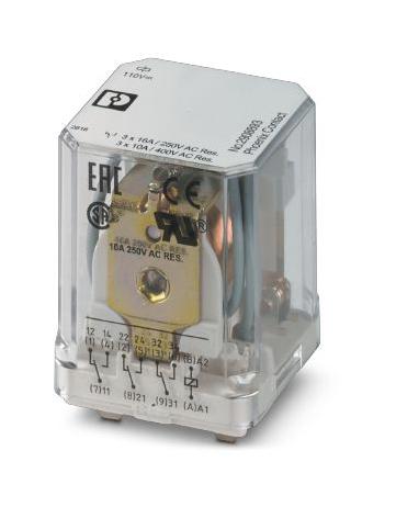 REL-PR3-110DC/3X21 POWER RELAY, 3PDT, 16A, 440A PHOENIX CONTACT