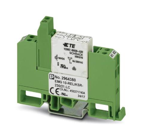 EMG 10-REL/KSR-230/21-LC POWER RELAY, SPDT, 230V, 6A, DIN RAIL PHOENIX CONTACT