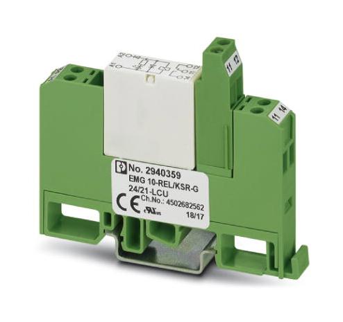 EMG 10-REL/KSR-G 24/21-LCU POWER RELAY, SPDT, 24VDC, 6A, DIN RAIL PHOENIX CONTACT