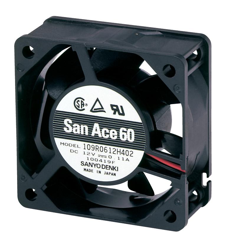 109R0648H402 DC AXIAL FAN, 18.7CU.FT/MIN, BALL, 60MM SANYO DENKI