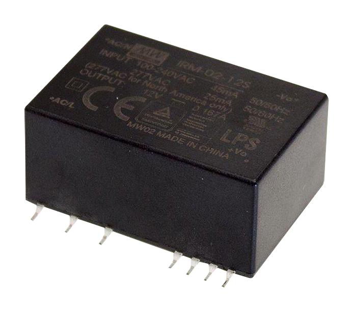IRM-02-3.3S POWER SUPPLY, AC-DC, 3.3V, 0.6A MEAN WELL