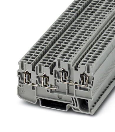 STIO 2,5/3-2B/L DIN RAIL TB, CLAMP, 4POS, 28-12AWG PHOENIX CONTACT