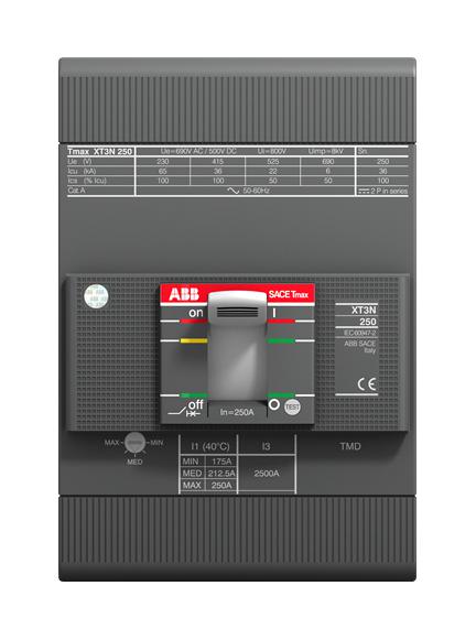 1SDA068220R1 THERMAL MAG CKT BREAKER, 250A, 3P, 690V ABB