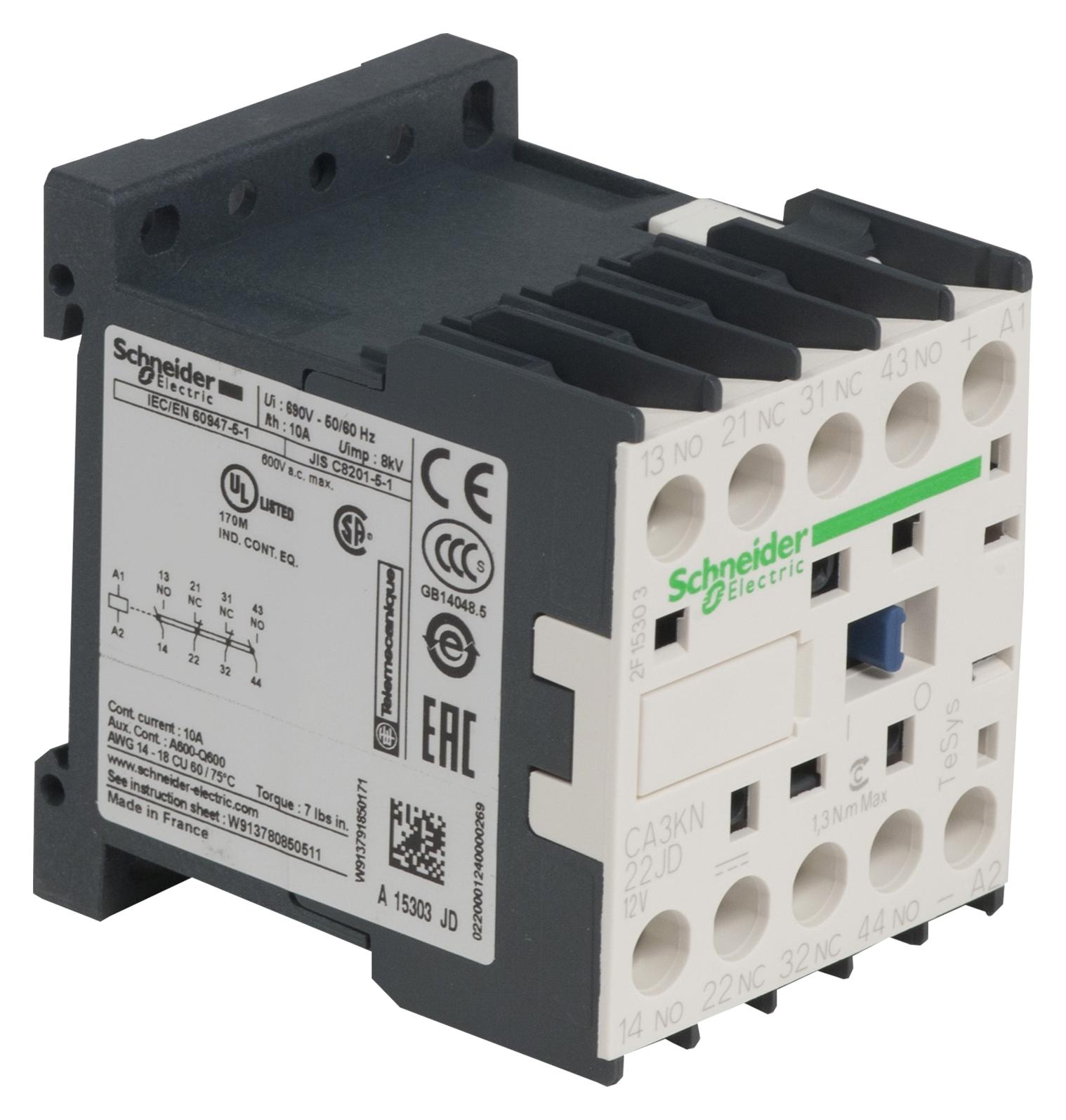 CA3KN22JD CONTROL RELAY 2NO 2NC CONTACTS SCHNEIDER ELECTRIC