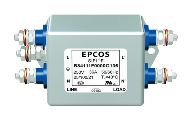 B84111F0000G125 POWER LINE FILTER, STANDARD, 25A, 250V EPCOS