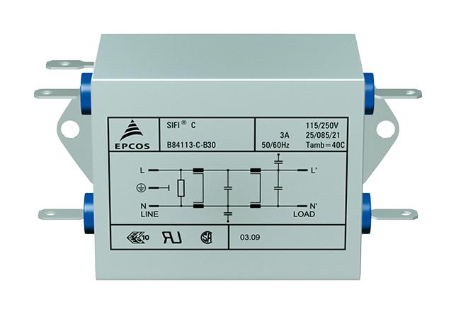 B84113C0000B060 POWER LINE FILTER, STANDARD, 6A, 250V EPCOS