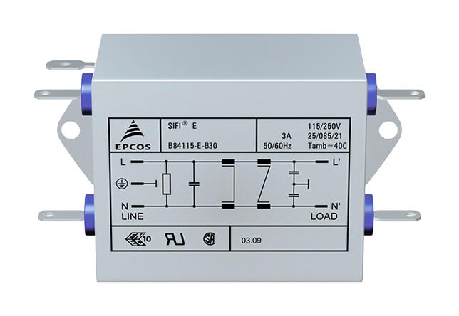 B84115E0000B060 POWER LINE FILTER, STANDARD, 6A, 250V EPCOS