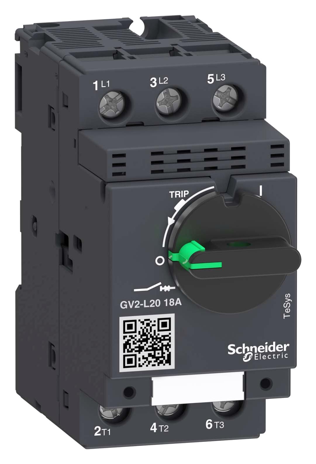 GV2L20 THERMOMAGNETIC CKT BREAKER, 3P, 18A SCHNEIDER ELECTRIC