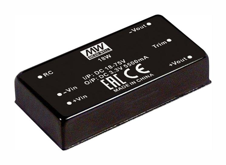 RSDW20G-03 DC-DC CONVERTER, 3.3V, 5.5A MEAN WELL