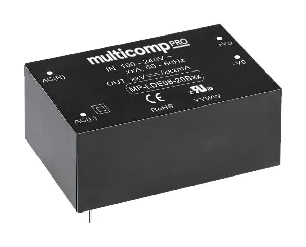 MP-LDE06-20B03 POWER SUPPLY, AC-DC, 3.3V, 1.25A MULTICOMP PRO