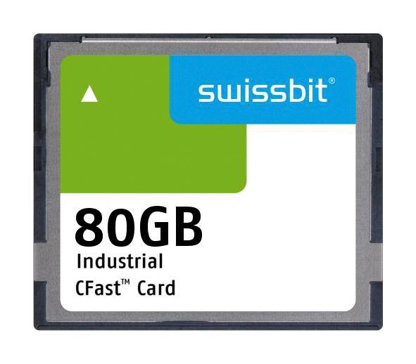 SFCA080GH1AO1TO-I-8C-21P-STD INDUSTRIAL CFAST FLASH MEMORY CARD, 80GB SWISSBIT