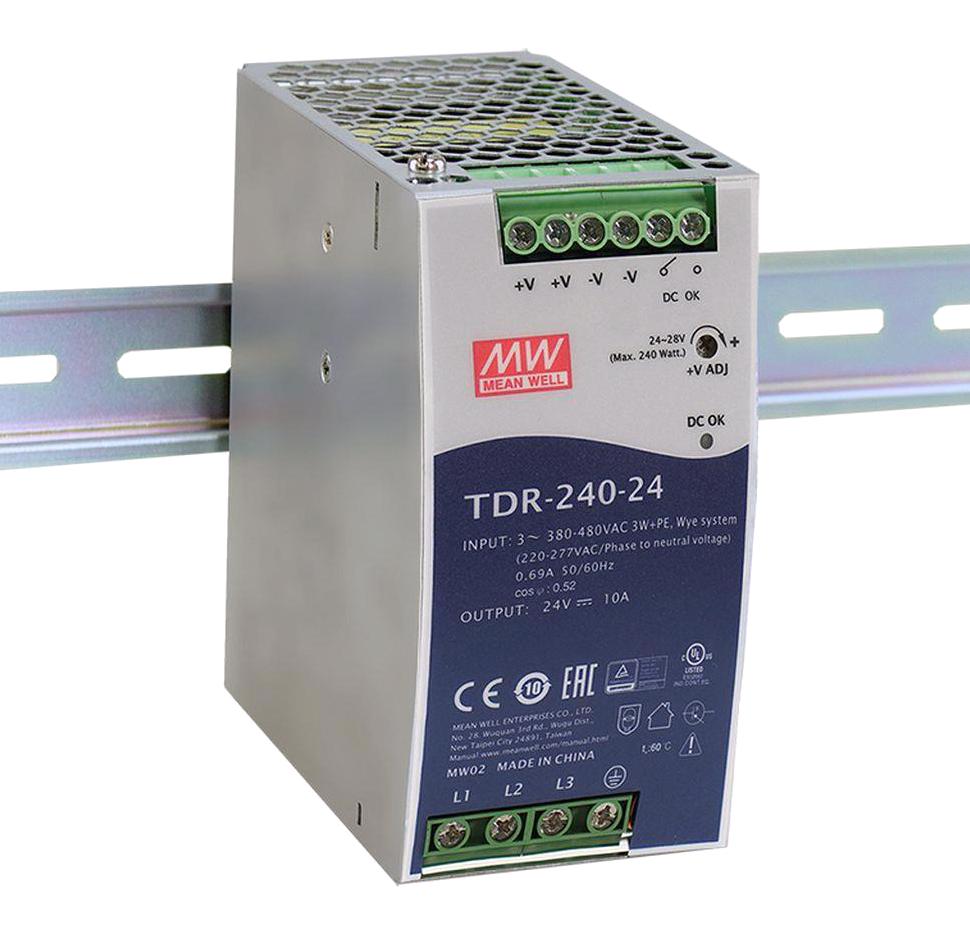 TDR-240-24 POWER SUPPLY, AC-DC, 24V, 10A MEAN WELL