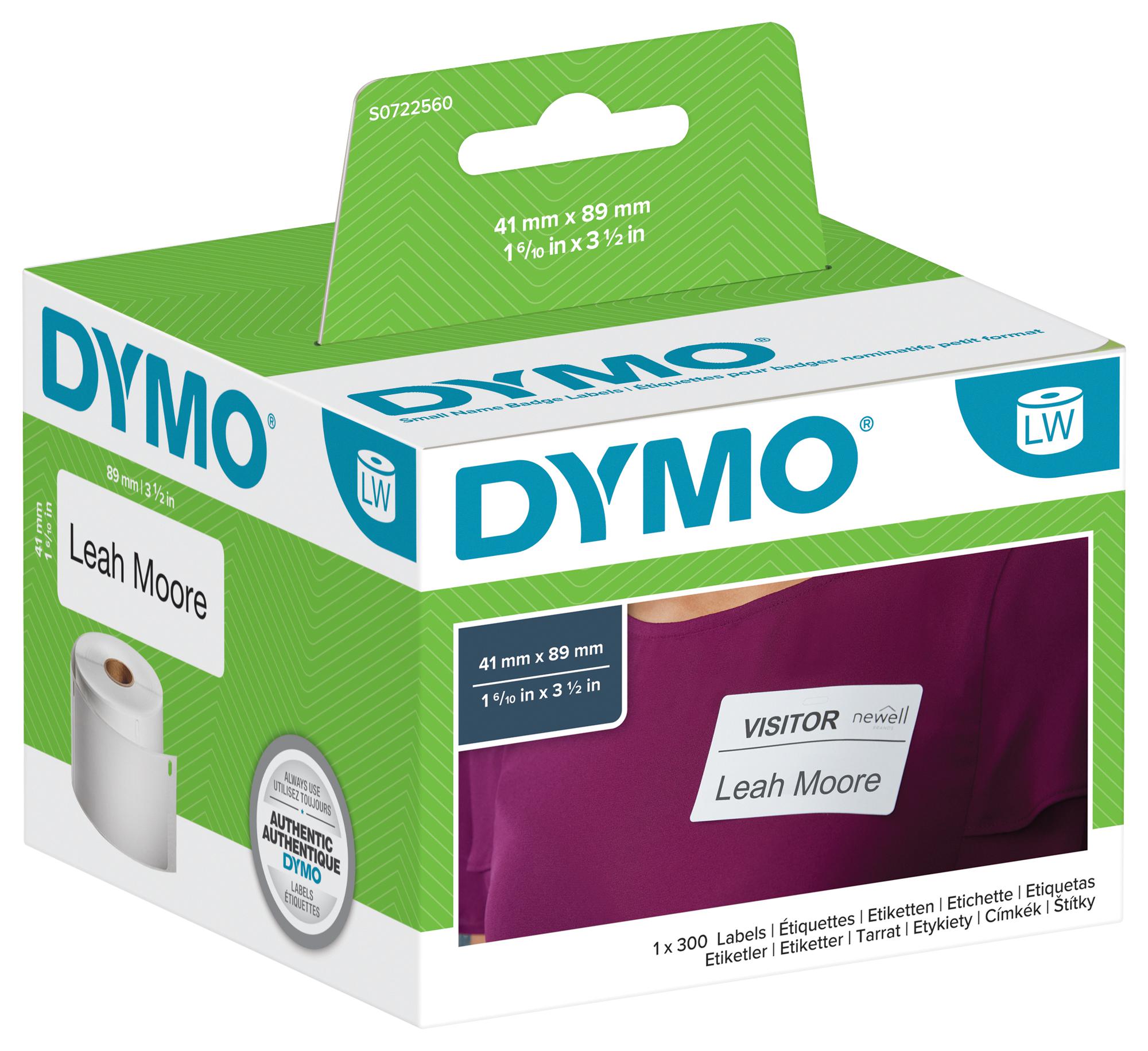 S0722560 LW SMALL NAME BADGE LABELS WHITE DYMO
