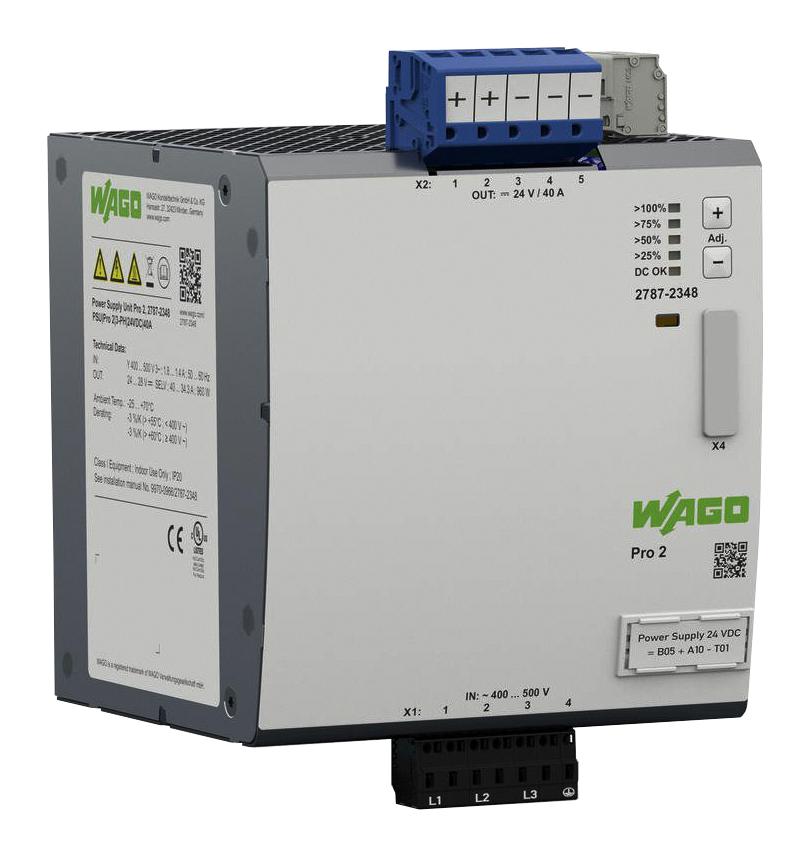 2787-2348 POWER SUPPLY, AC-DC, 24V, 40A WAGO