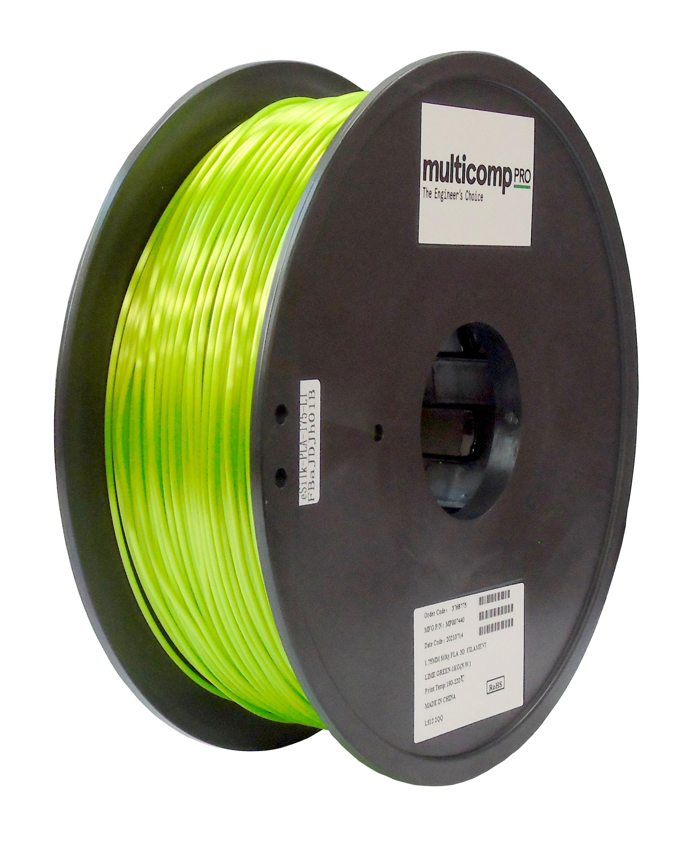 MP007440 3D FILAMENT, SILK PLA, 1.75MM, 1KG/GREEN MULTICOMP PRO