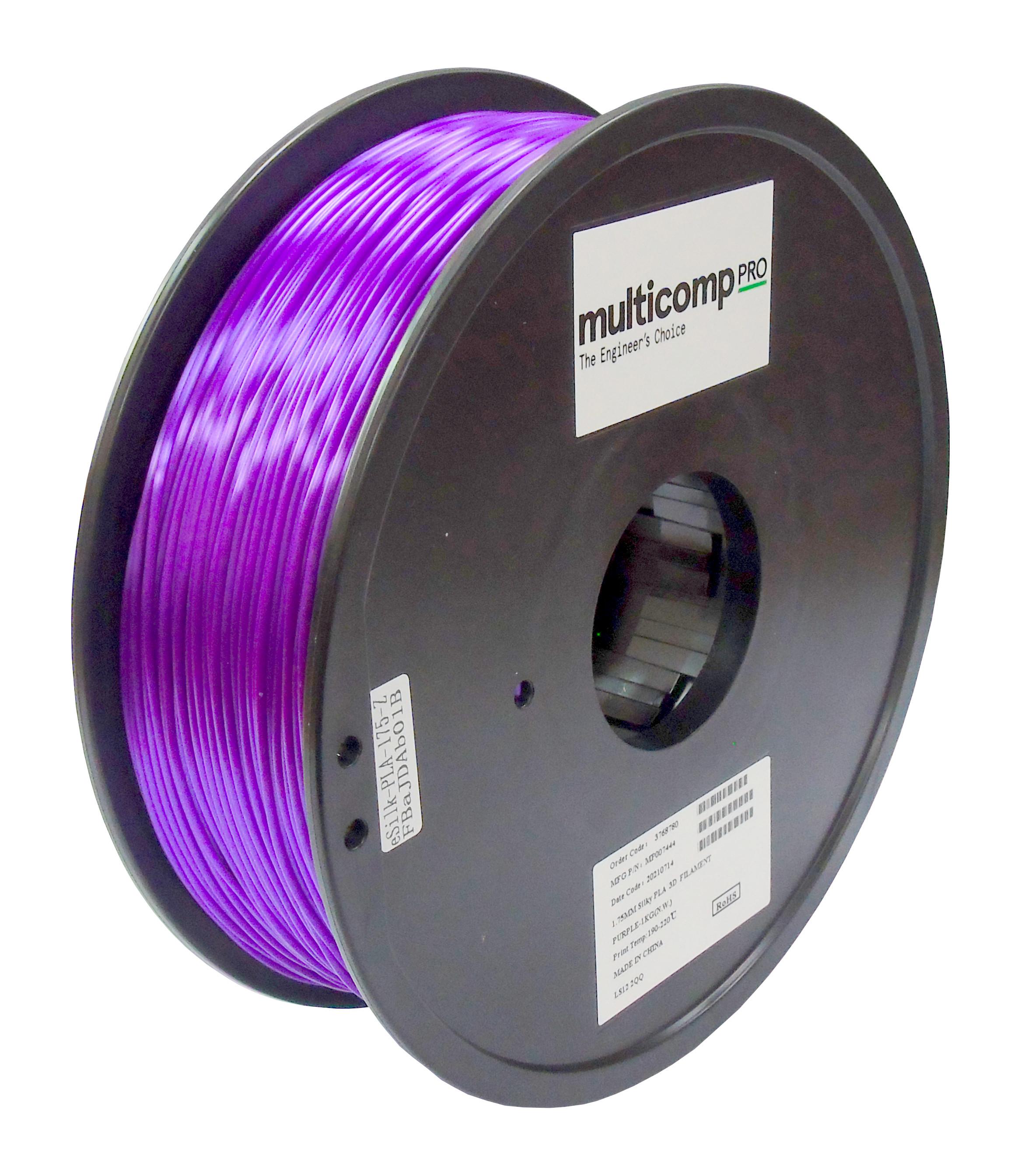 MP007444 3D FILAMENT, SILK PLA, 1.75MM/1KG/PURPLE MULTICOMP PRO