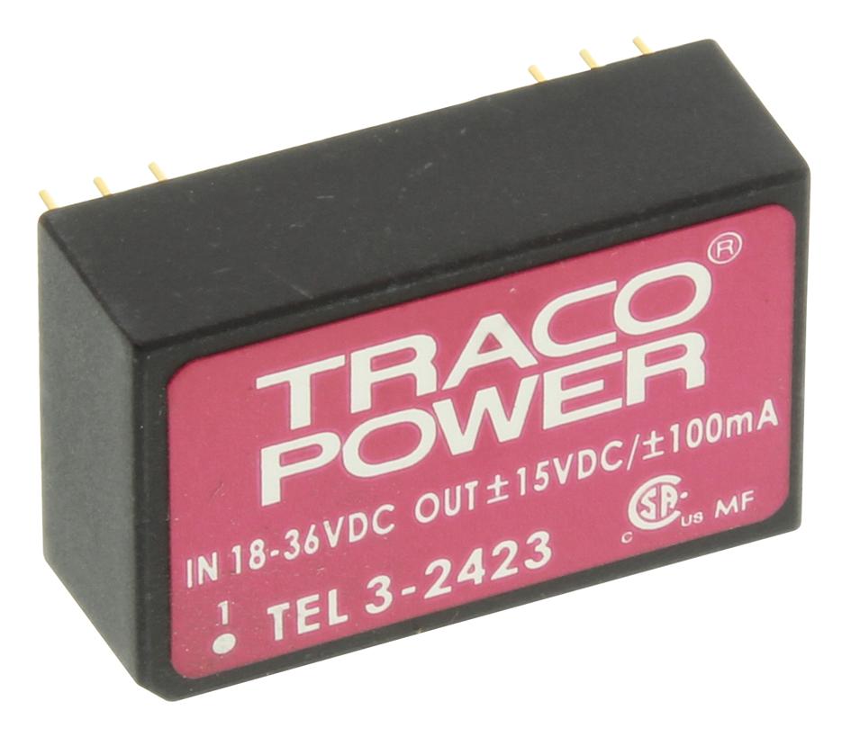 TEL 3-2423 CONVERTER, DC-DC, +/-15V, 3W TRACO POWER