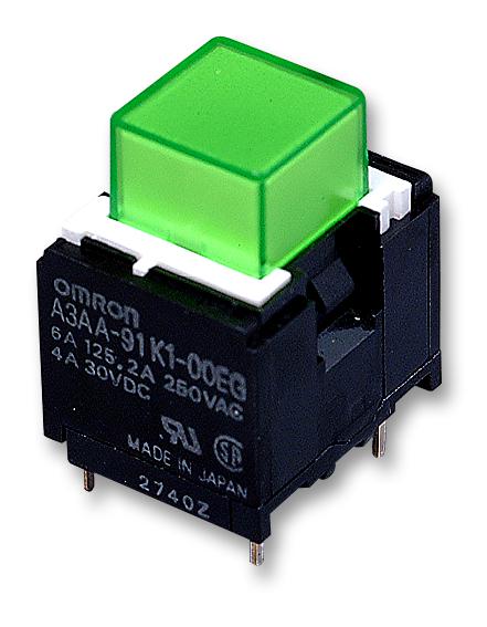 A3AA-91L1-00EG SWITCH, SPST, LATCHING, GREEN OMRON
