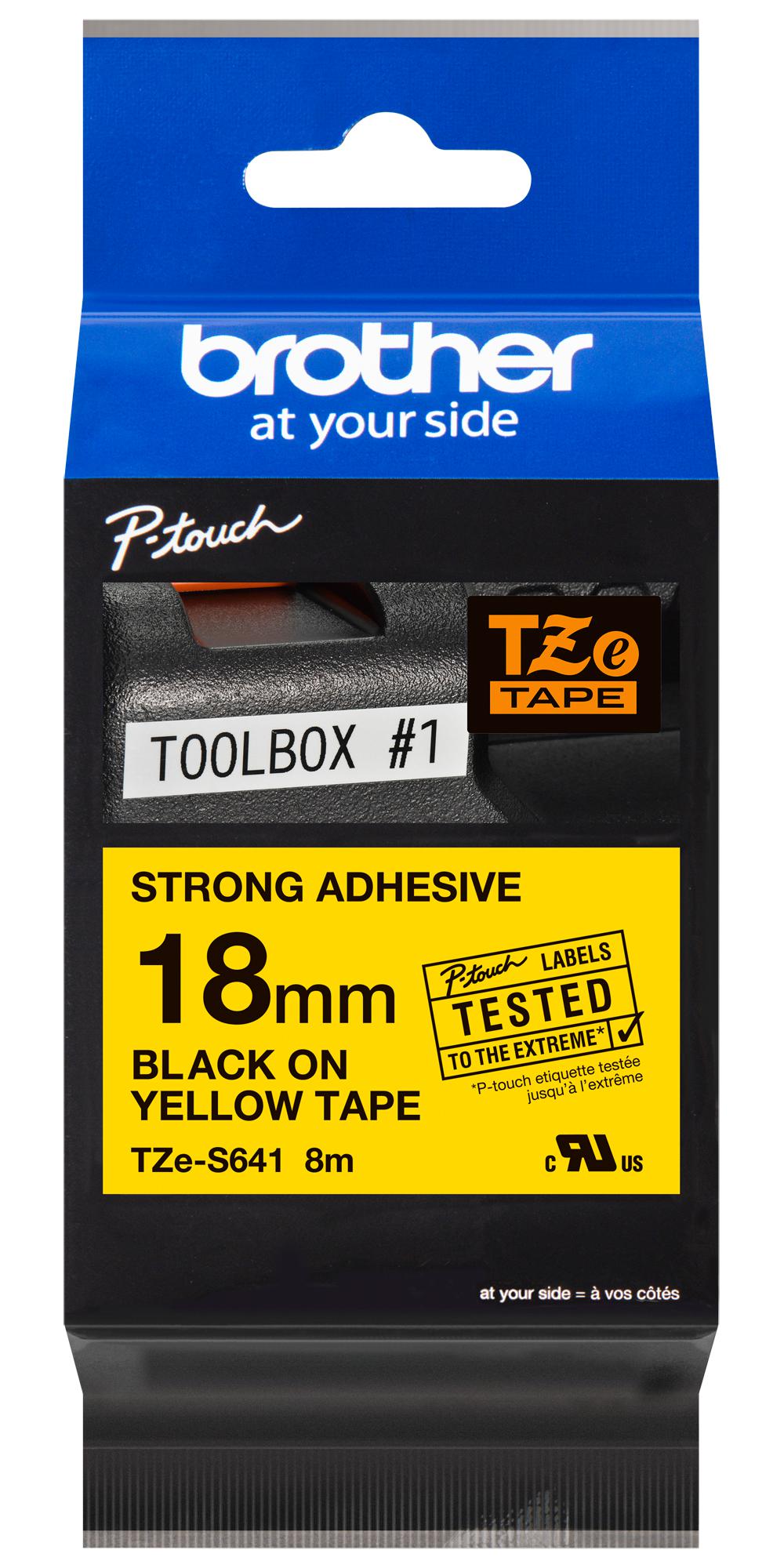 TZE-S641 TAPE, 18MM, BLACK/YELLOW, S/ADH BROTHER
