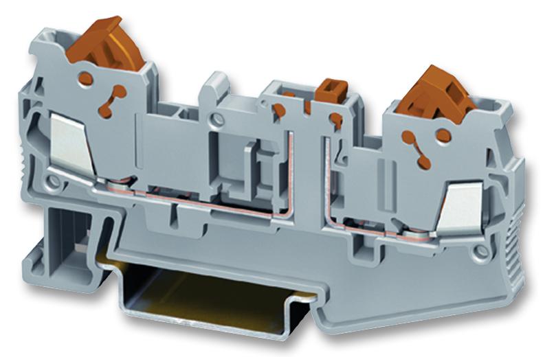 3205103 TERMINAL BLOCK, DIN RAIL, 2POS, 6AWG PHOENIX CONTACT