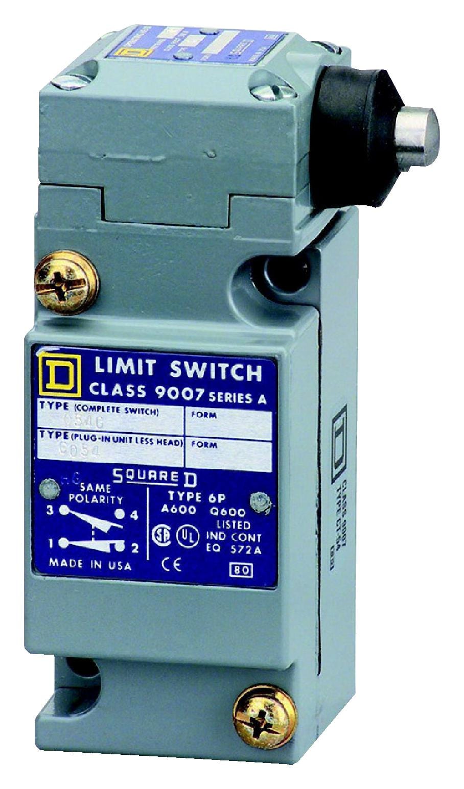 SCHNEIDER ELECTRIC Limit Switch 9007C54G LIMIT SWITCH, SPDT, PLUNGER SCHNEIDER ELECTRIC 3111984 9007C54G
