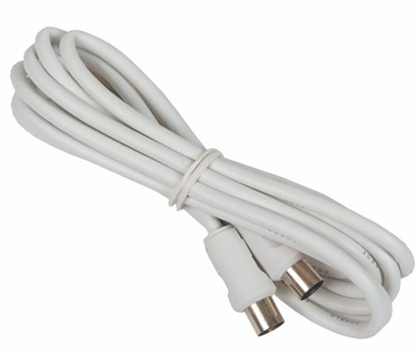 AC60 FLYLEAD, COAX PLUG TO PLUG, WHITE, 2M BLAKE UK
