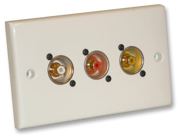 F267ZP WALL PLATE, 3 X PHONO CONNECTOR EAGLE