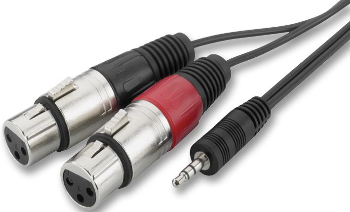 MCA-329J AV LEAD, 3.5MM 3P TO 2X XLR SKTS, 3M IMG STAGE LINE