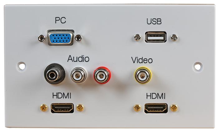 PELR0105 WALLPLATE, 2G, HDMI/VGA/USB A/AV PRO SIGNAL