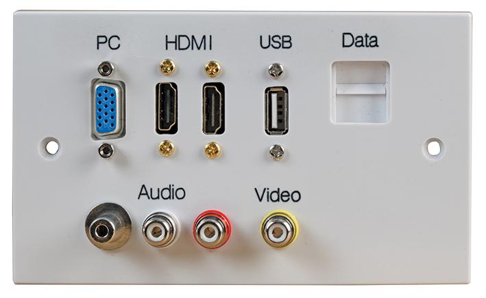 PELR0107 WALLPLATE, 2G, HDMI/VGA/USB A/AV/RJ45 PRO SIGNAL