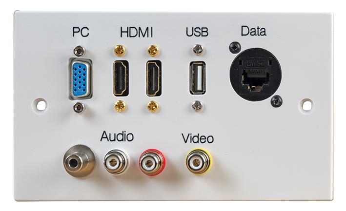 PELR0108 WALLPLATE, 2G, HDMI/VGA/USB A/AV/RJ45 PRO SIGNAL