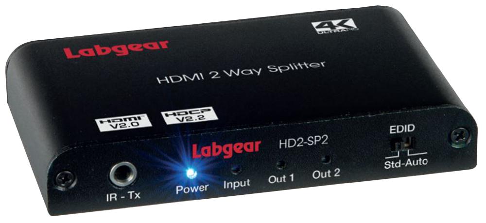 HD2-SP2 SPLITTER, 4K HDMI 2.0, 2 WAY, UK LABGEAR