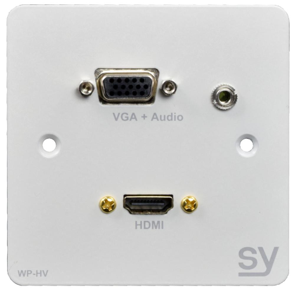 SY-WP-HV-BW WALL INPUT PLATE, HDMI/VGA, 1-GANG SY ELECTRONICS