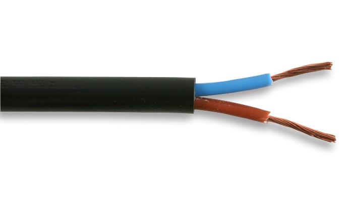 3182Y-0.50MMBLK100M FLEX CABLE, 2CORE, BLACK, 0.5MM2, PER M MULTICOMP PRO