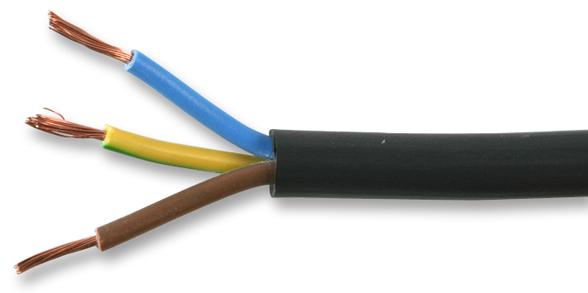 3183Y-1.50MMBLK50M FLEX CABLE, 3CORE, BLACK, 1.5MM2, PER M MULTICOMP PRO