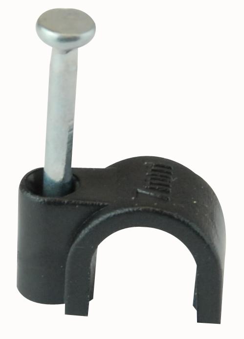ROUND 7.0MM BLK CABLE CLIP, POLYETHYLENE, 7MM, BLACK PRO POWER