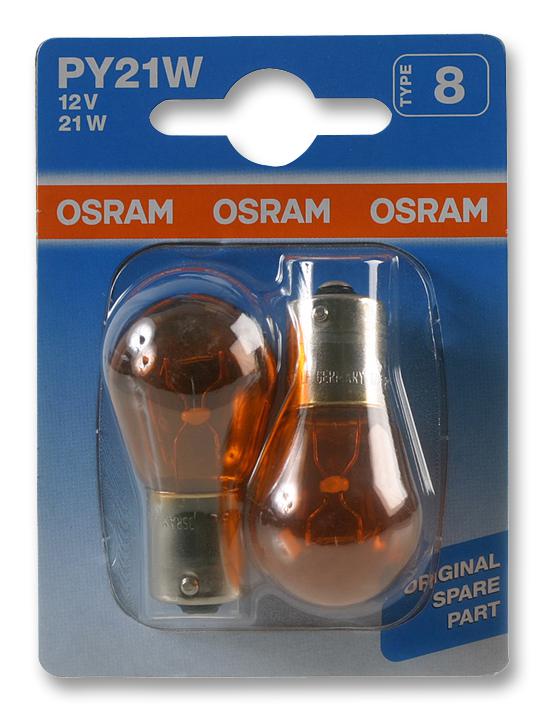 7507-02B LAMP, PY21W 581 12V 21W BAU15S AMBER 2PK OSRAM