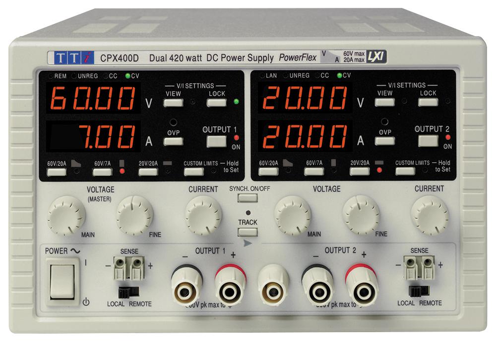 CPX400D POWER SUPPLY, 2CH, 60V, 20A, ADJUSTABLE AIM-TTI INSTRUMENTS