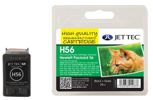 H56 INK CART, REMAN, HP56/C6656AE, BLACK JET TEC