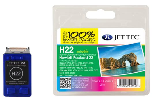 H22 INK CART,REMAN,HP22/C9352AE+100%,CO JET TEC