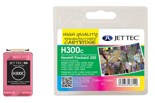 H300C INK CART,REMANU,HP CC643EE,HP300,COL JET TEC