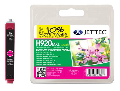 H920MXL INK CART,REMAN,HP920XL/CD973AE+10%,M JET TEC
