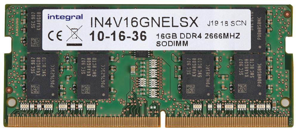 IN4V16GNELSX MEMORY, 16GB DDR4 SODIMM, PC4-21333 INTEGRAL