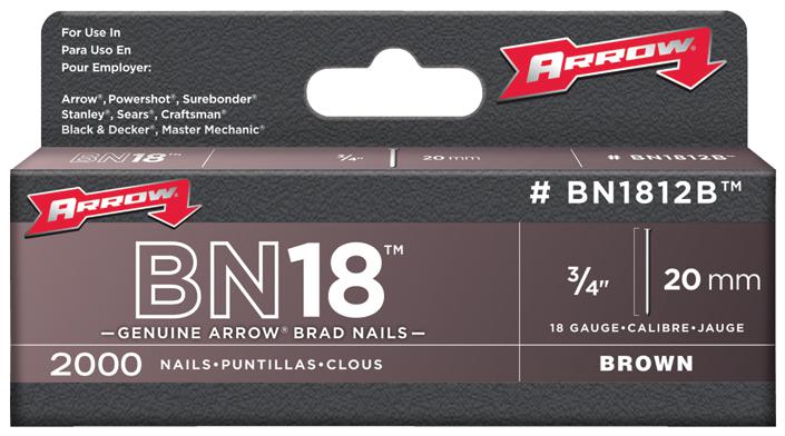 BN1812B 20MM BROWN BRADS (2000) ARROW FASTENER