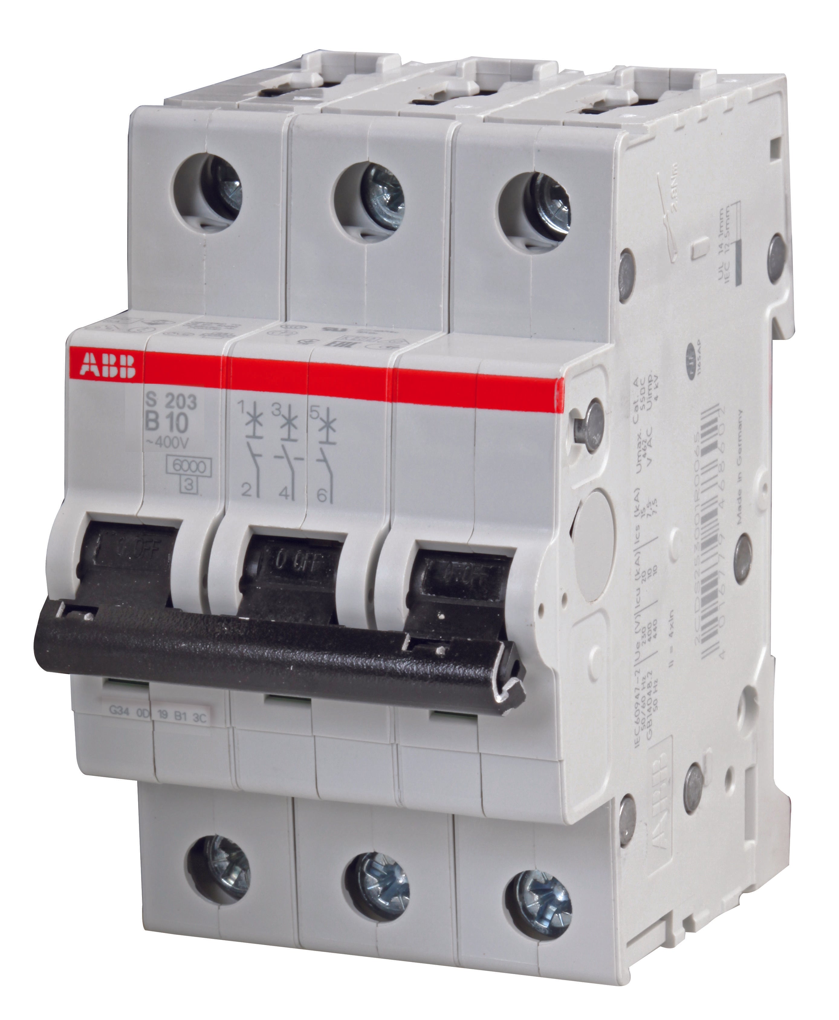 S203-B10 CIRCUIT BREAKER, THERMAL MAG, 3 POLE ABB