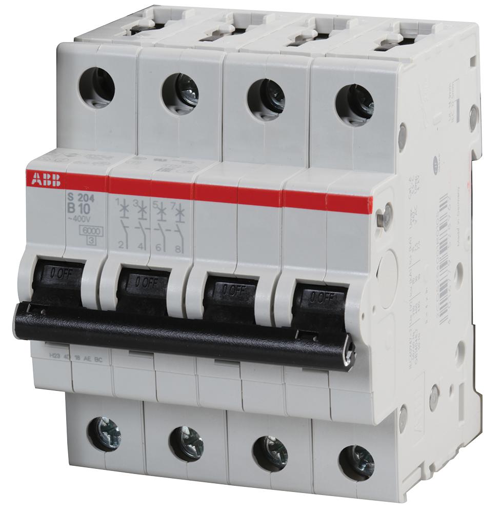 S204-B10 CIRCUIT BREAKER, THERMAL MAG, 4 POLE ABB