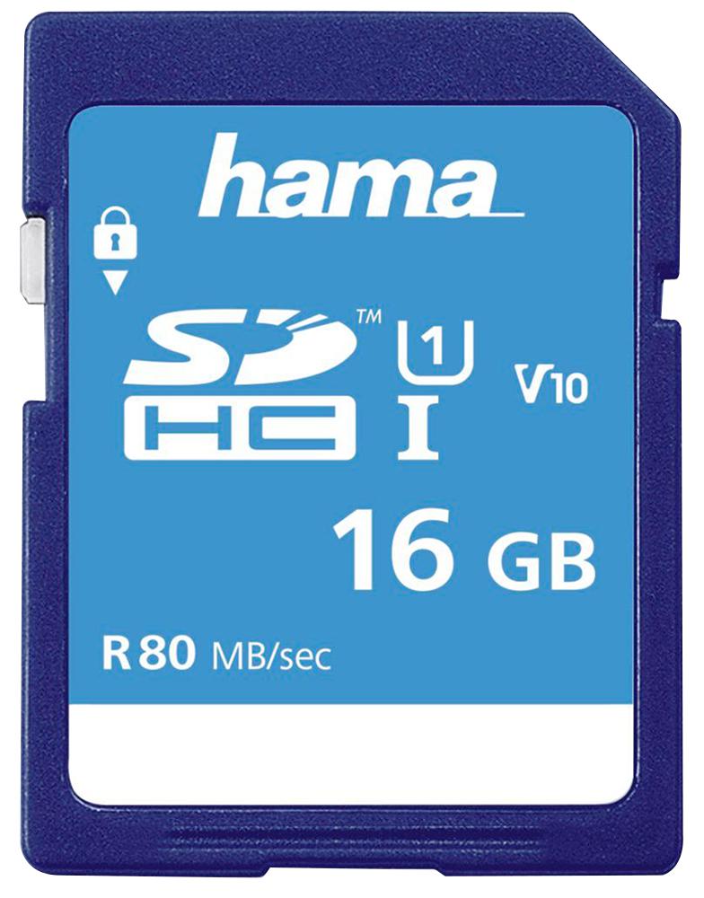 00124134 16GB C10 UHS-I SDHC, 80MB/S HAMA